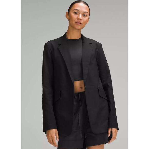 Lululemon Relaxed Fit Twill Blazer Medium Black Jacket Staple Capsule Minimalist - Picture 1 of 7